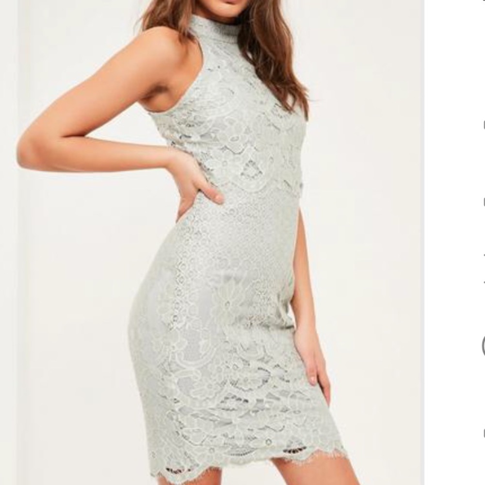 Misguided High Neck Grey bodycon dress